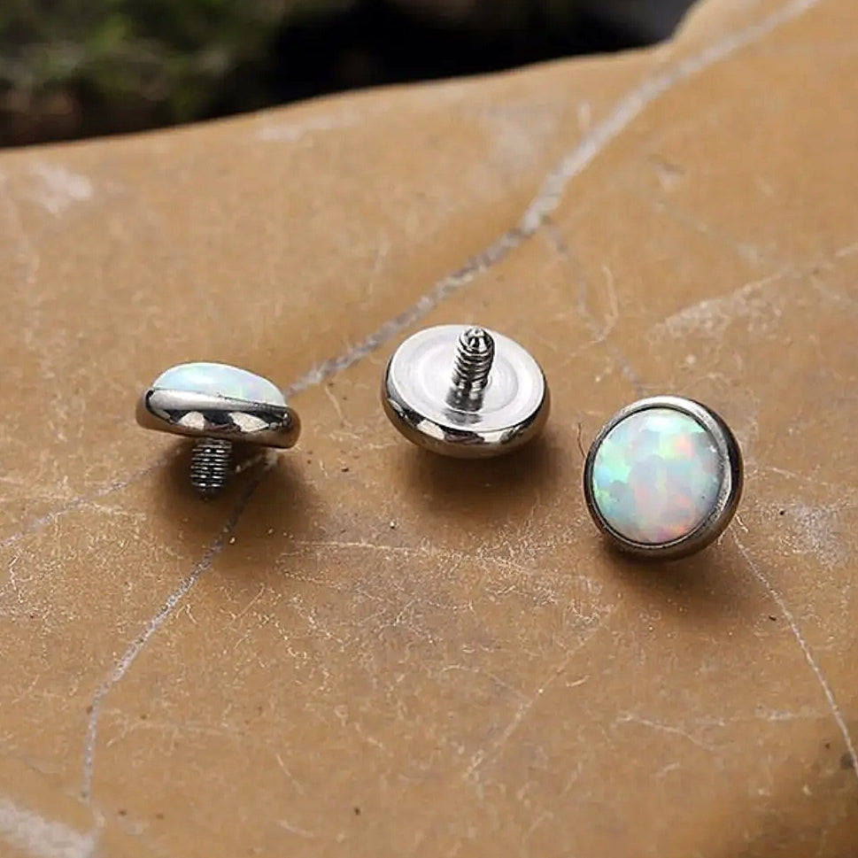 ASTM F136 Titanium White Opal Microdermal Dermal Crystal Top Replacement 3mm and 4mm