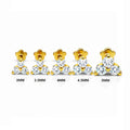 18K Gold Moissanite Flat Back Trinity Stud – Internally Threaded (16G)