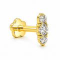 18K Gold Three Moissanite Flat Back 