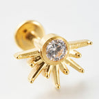 39-2 ASTM F136 Titanium 16G (1.2MM) Internally Threaded Sun Piercing Stud
