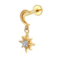 Titanium 16G (1.2mm) Internally Threaded Moon Star Dangling Piercing Stud