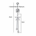 Titanium 14G (1.6MM) Externally Threaded Flower Dangling Belly Button Piercing 10MM