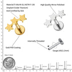LAB_Star_06 ASTM F136 Titanium 16G (1.2MM) Internally Threaded Triple Star Piercing Stud