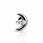 Titanium Crescent Moon Marquise Stone Flat Back