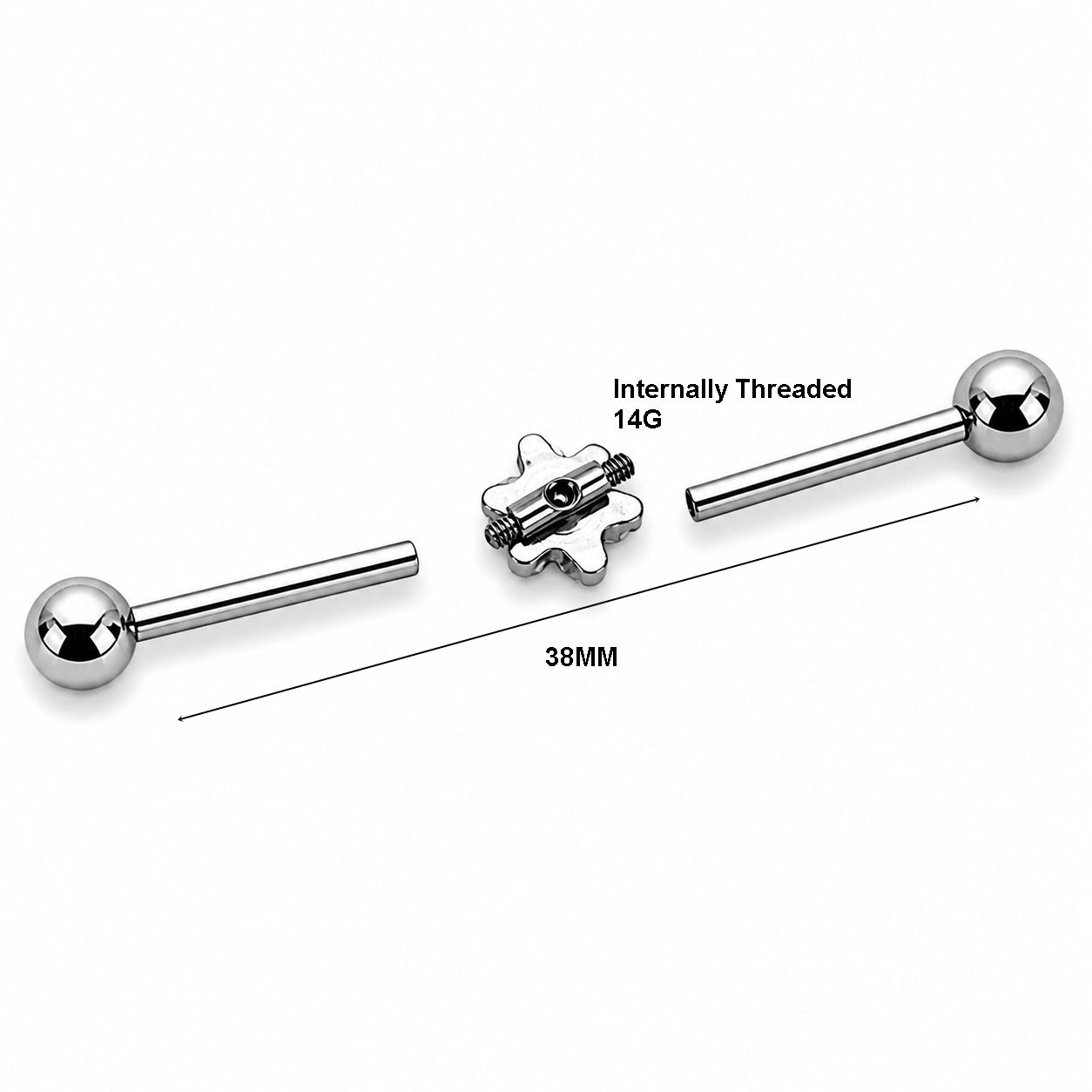  Titanium Industrial Piercing Bar – Floral CZ Centre 