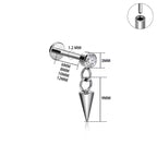 Natural Titanium 16G (1.2mm) Internally Threaded Spike Dangling Piercing Stud