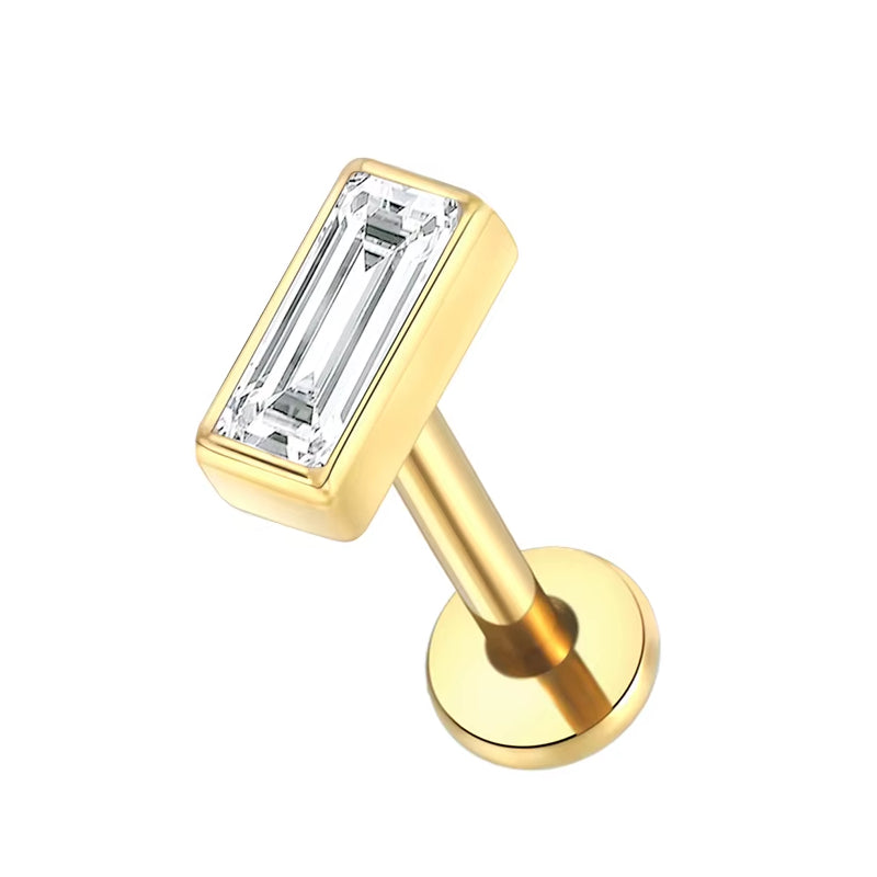 Titanium 16G (1.2MM) Internally Threaded Rectangle Piercing Stud