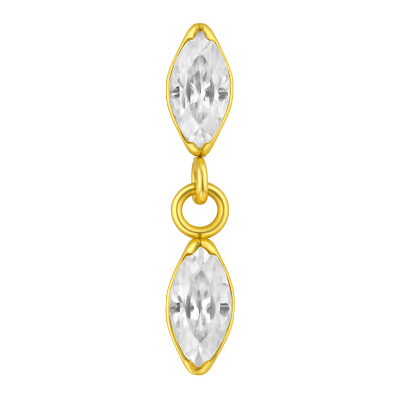 Titanium 16G (1.2mm) Internally Threaded Marquise Dangling Piercing Stud