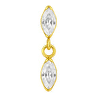 Titanium 16G (1.2mm) Internally Threaded Marquise Dangling Piercing Stud