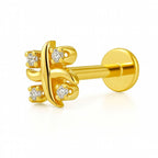 18K Yellow Gold Diamond Cross-Petal Stud – Internally Threaded (Sold Per Piece)