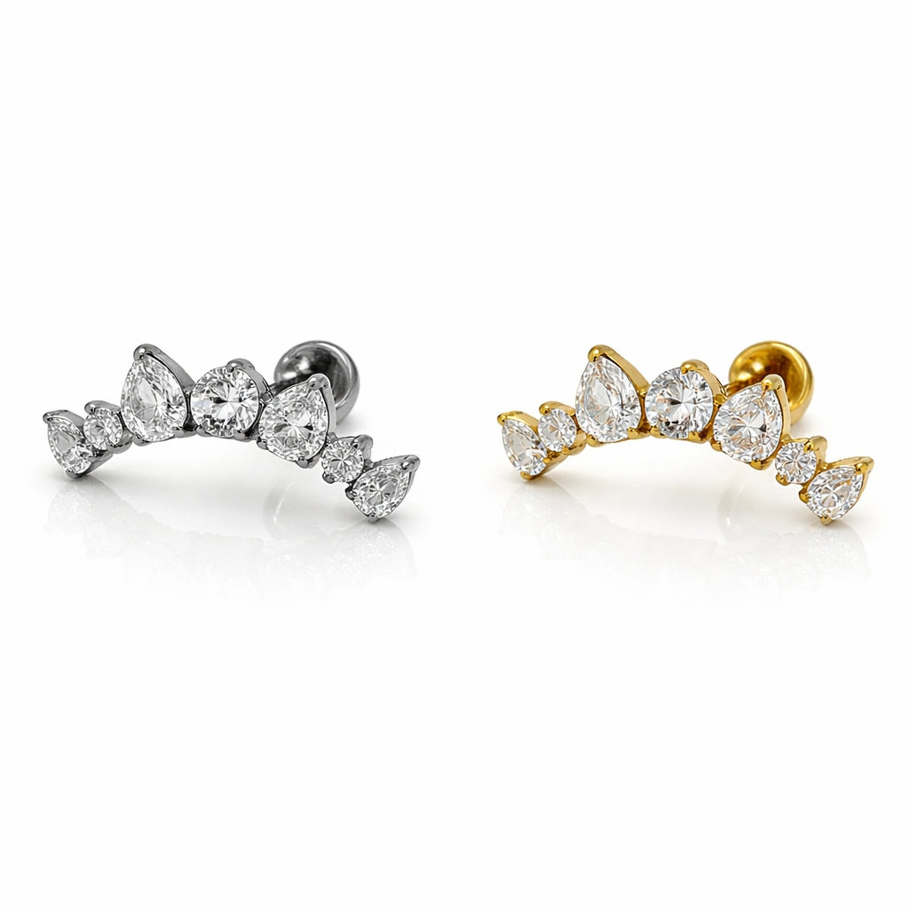 Titanium Heart Cluster Flat Back Stud