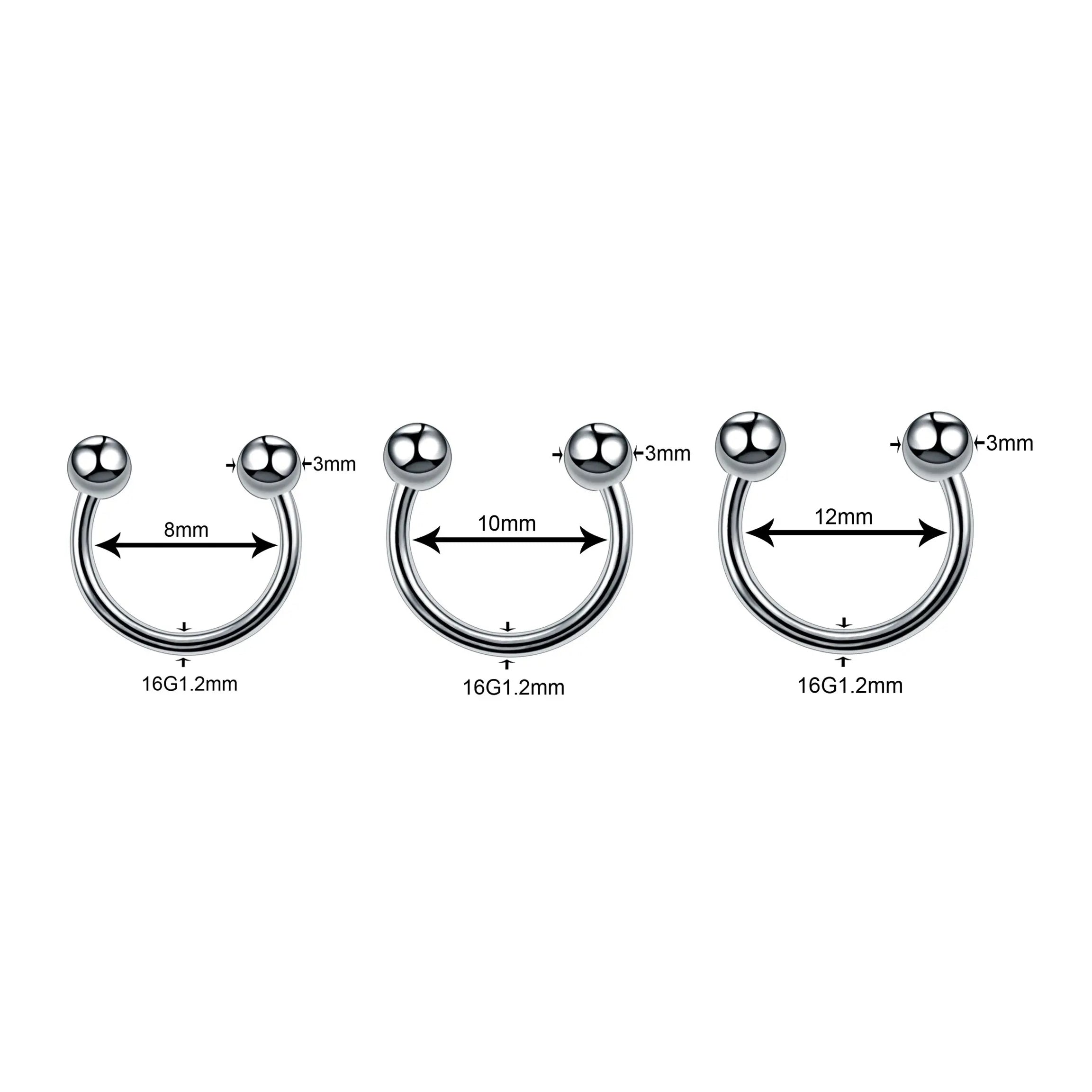 Titanium Horseshoe Daith &amp; Septum Piercing Jewelry 16G