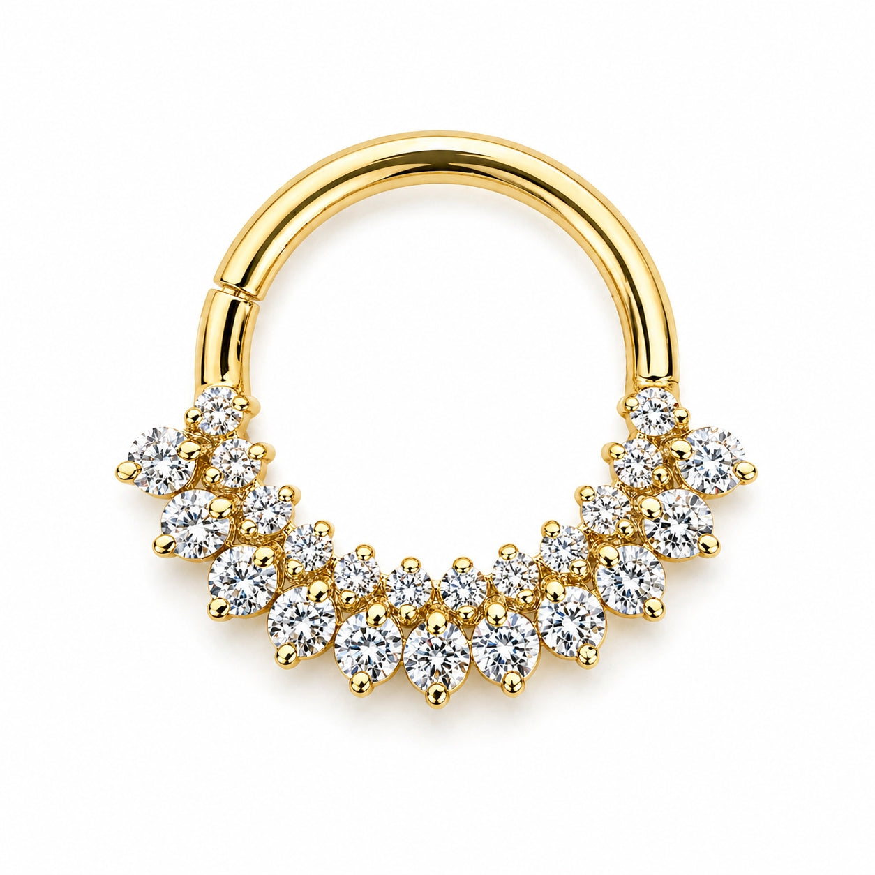18K Solid Gold Moissanite Crown Hinged Ring – 9MM