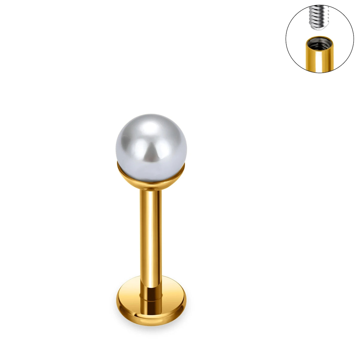 Titanium Internally Threaded Pearl Stud