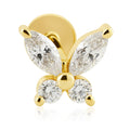 18K Yellow Gold Butterfly Labret with VVS D Color Lab Diamonds