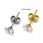 Princess Cut Titanium Stud Earrings – 20G Butterfly Back