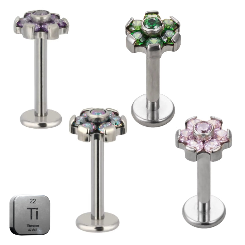 Titanium 16G (1.2mm) Internally Threaded Flower Stud