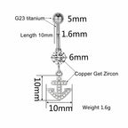 Titanium 14G (1.6MM) Externally Threaded Dangling Anchor Belly Button Piercing 10MM