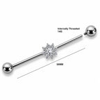 Titanium Industrial Piercing Bar – CZ Flower