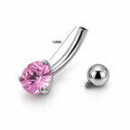 Titanium Belly Piercing with Baby Pink CZ