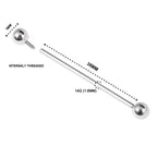 18K White Gold Industrial Barbell Piercing – 38mm, 14G