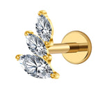 Titanium Curved Marquise 16G (1.2MM) Internally Threaded Labret Stud