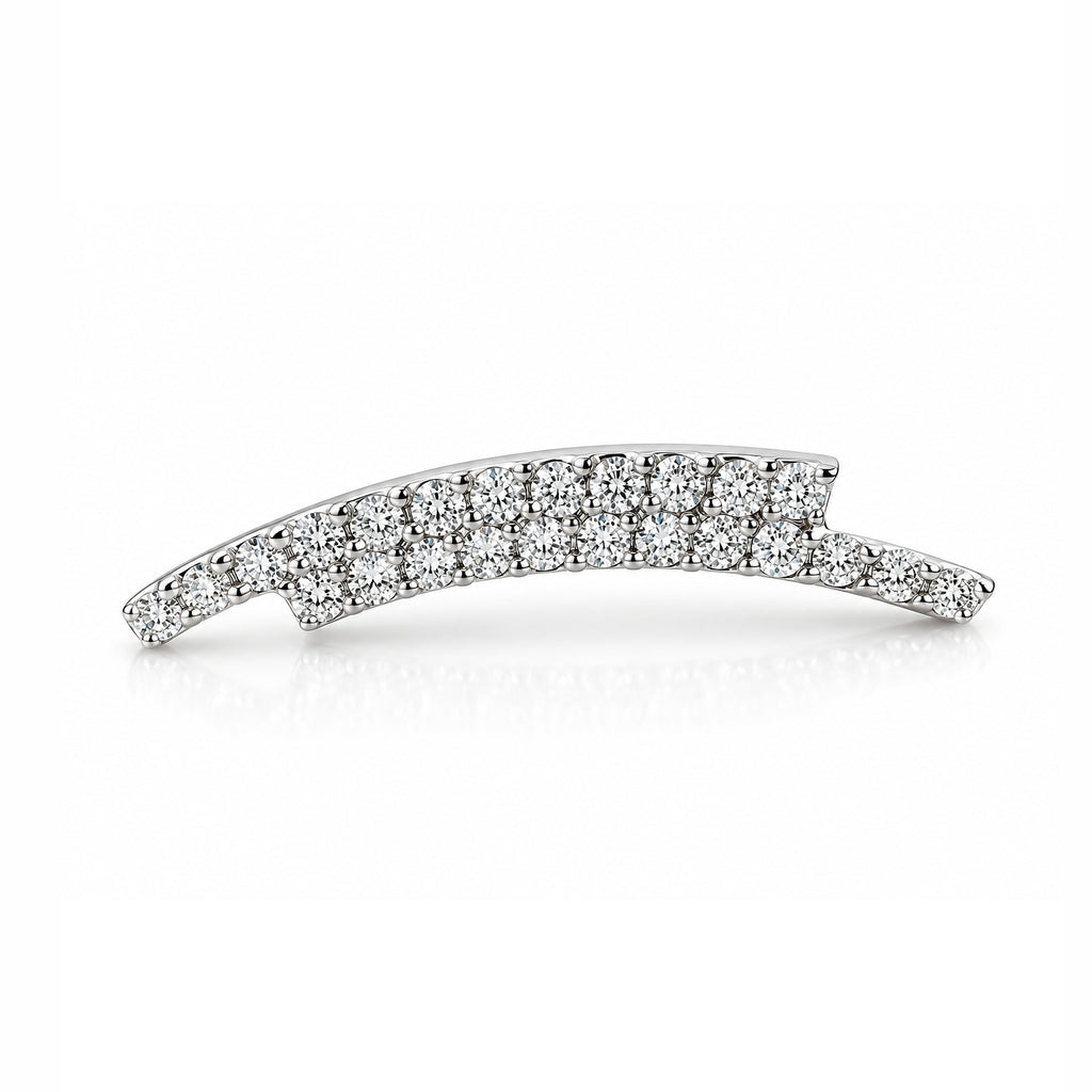 18K Gold Double-Row Moissanite Curved Bar Piercing Stud