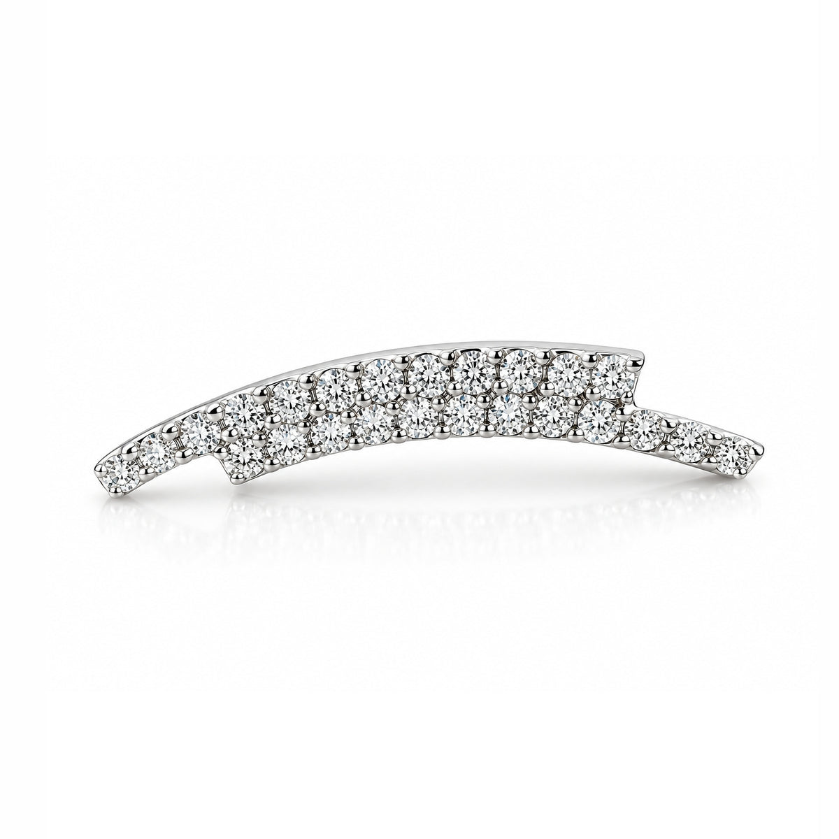 18K Gold Double-Row Moissanite Curved Bar Piercing Stud