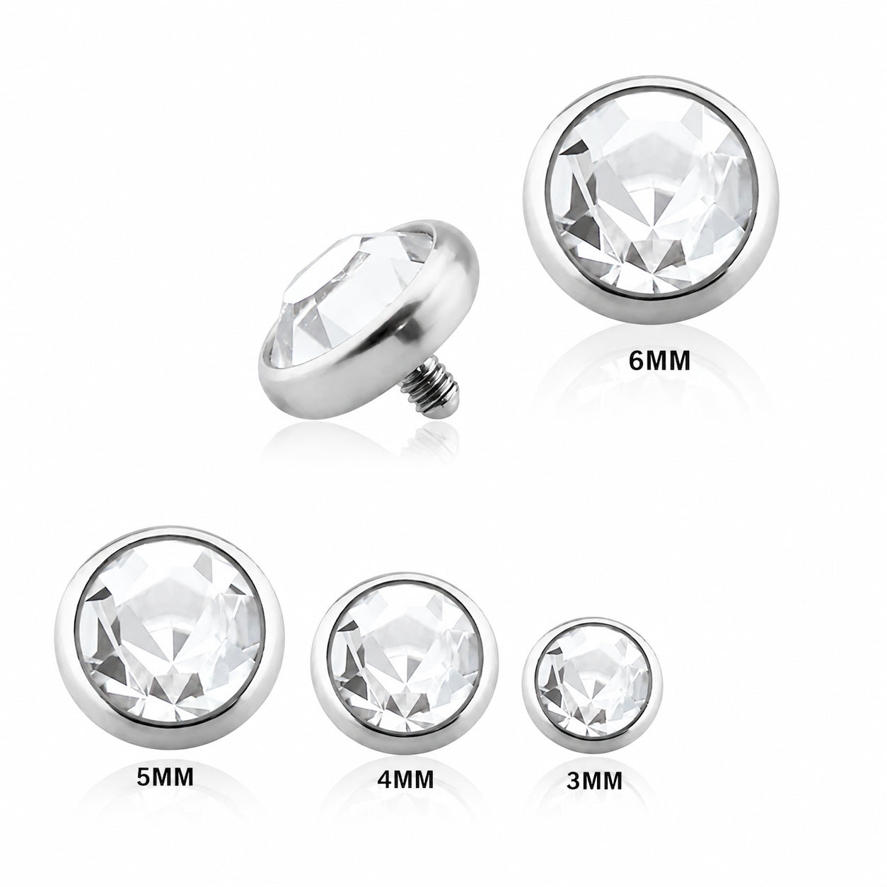 Titanium Dermal Piercing Top – Bezel Set Crystal