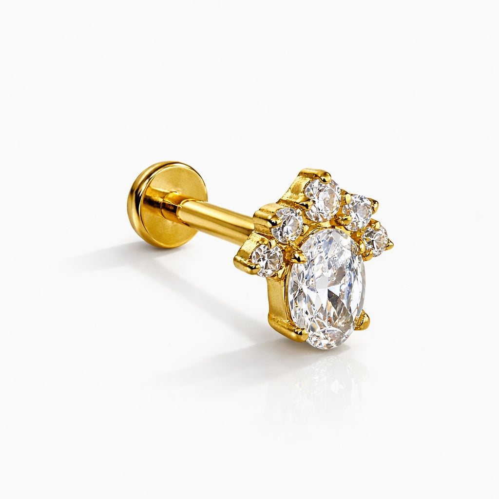Titanium CZ Paw Flat Back Stud