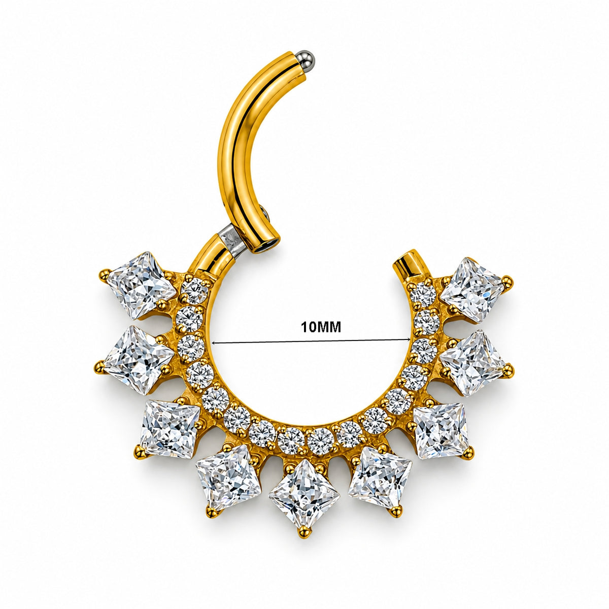 Princess Crystal Fan Titanium Clicker Ring