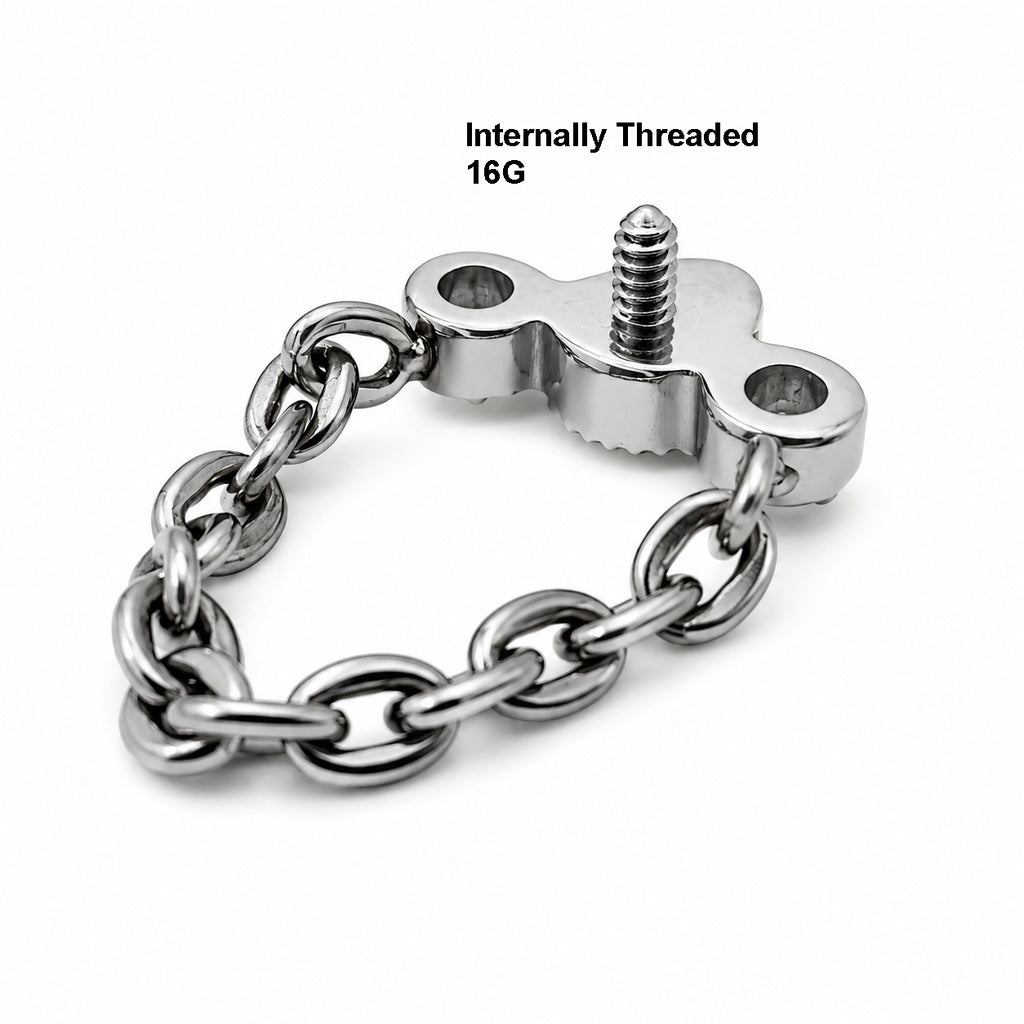 Titanium Crown Chain Dangle Stud