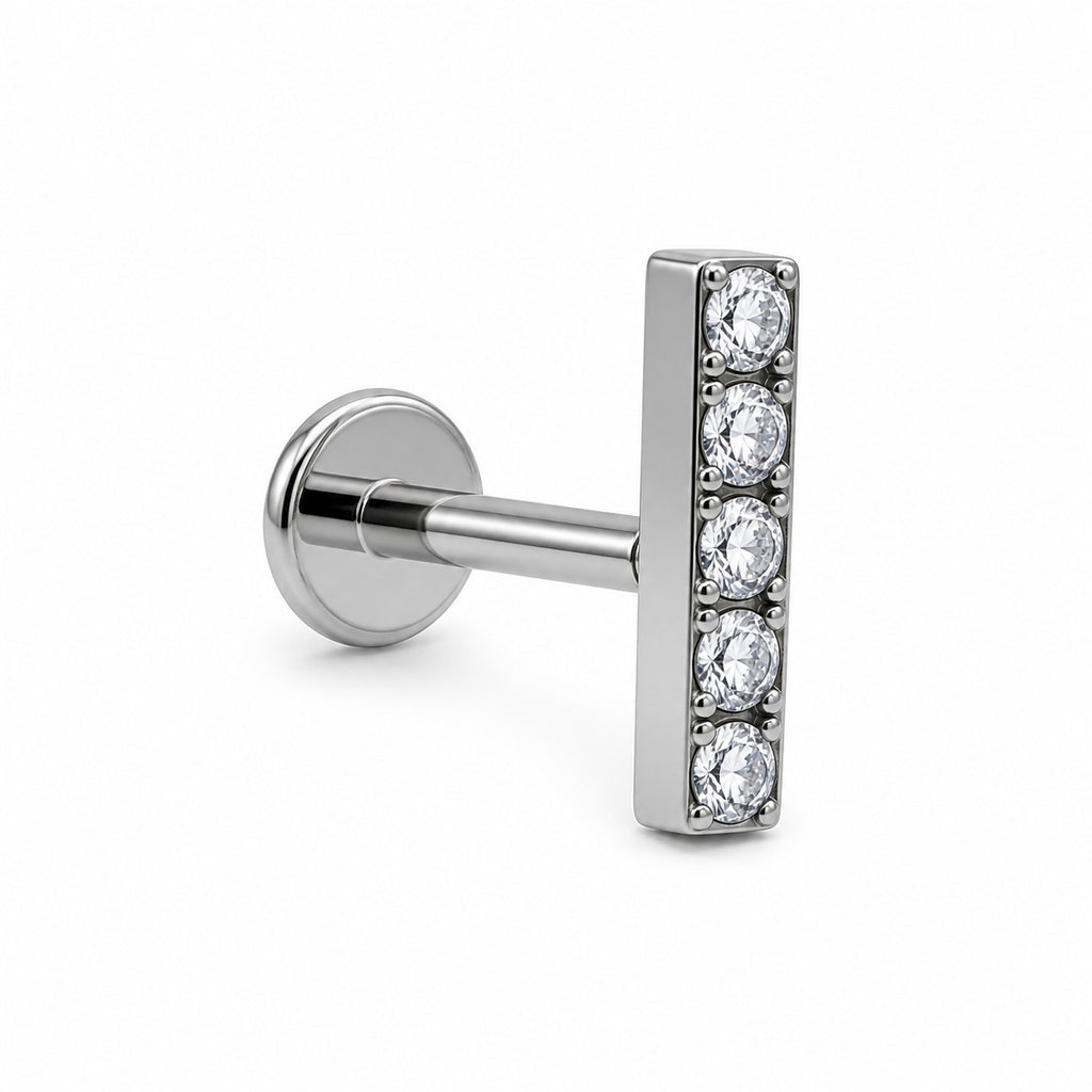 Crystal Bar Titanium Flat Back Stud