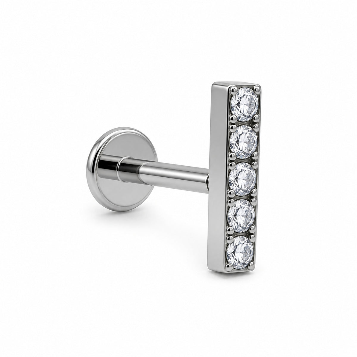Crystal Bar Titanium Flat Back Stud