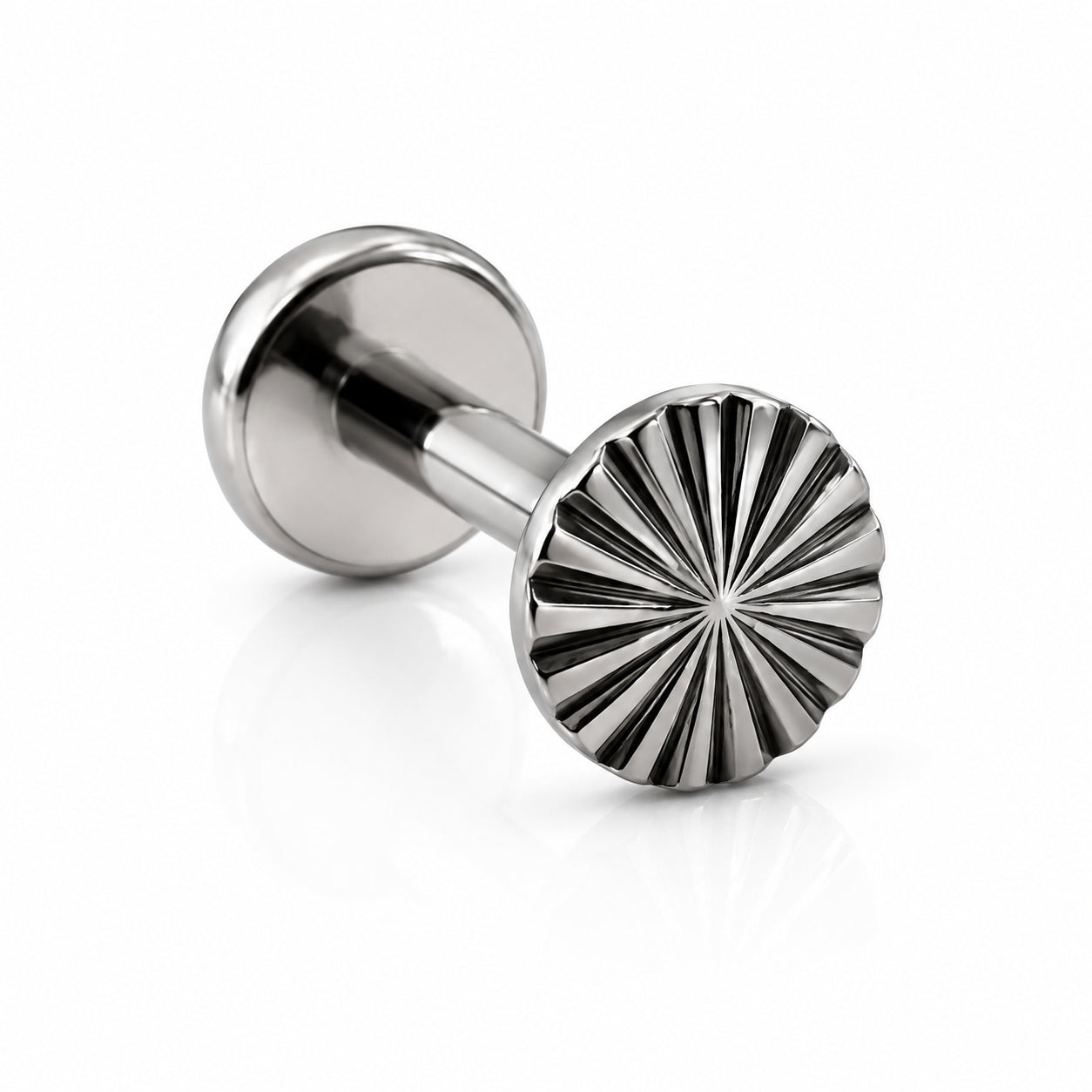 Titanium Textured Sun Disc Stud