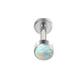 Natural Titanium 16G (1.2MM) Internally Threaded Opal Cylinder Labret Stud