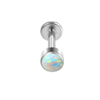 Natural Titanium 16G (1.2MM) Internally Threaded Opal Cylinder Labret Stud