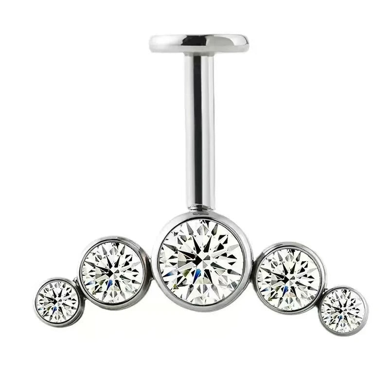 Vertical Helix &amp; Traditional Maharashtrian Bugadi Piercing — 5 CZ Cluster