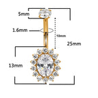 Titanium 14G (1.6MM) Internally Threaded Oval Cut Belly Piercing 10MM