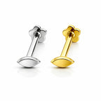 Marquise Solid Gold Flat Back Stud