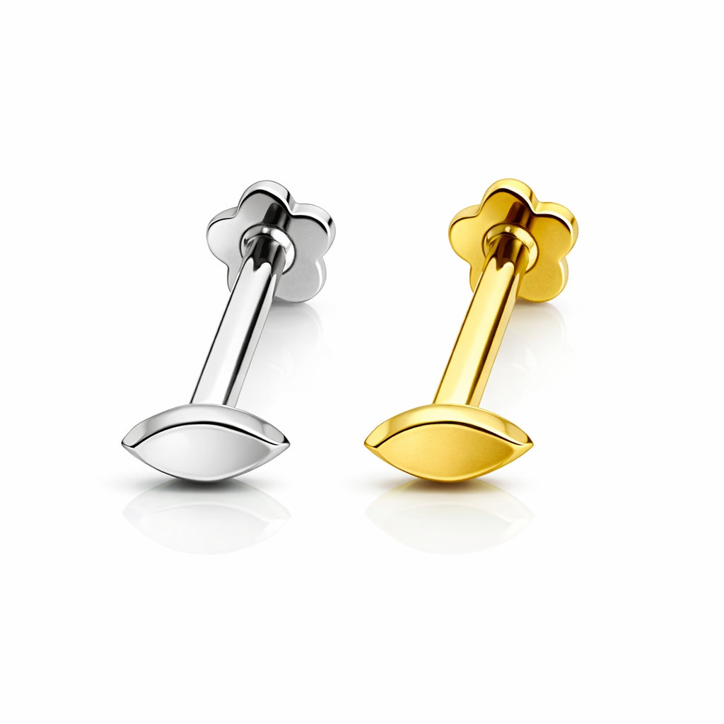 Marquise Solid Gold Flat Back Stud