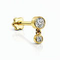 18K Gold Double Moissanite Dangle Ear Piercing Stud