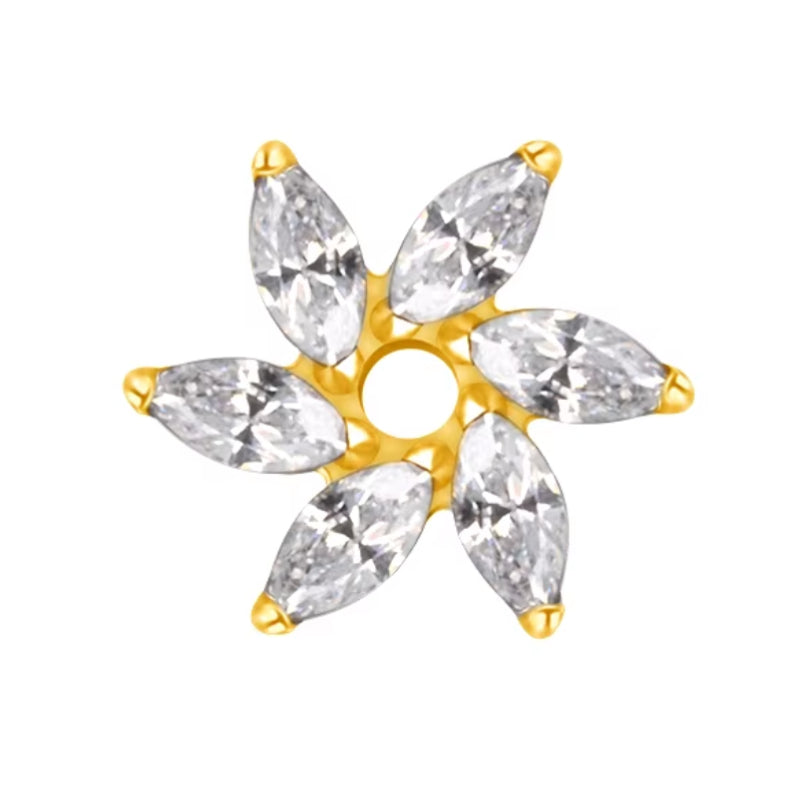Titanium 16G (1.2mm) Internally Threaded Elegant Rose Stud