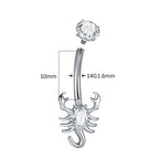 Titanium 14G (1.6MM) Internally Threaded Scorpio Belly Button Piercing 10MM