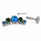 Titanium Blue Opal & Emerald Crystal Arc Stud