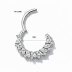 Titanium Hinged Hoop Marquise Dual CZ – 16G | 10mm