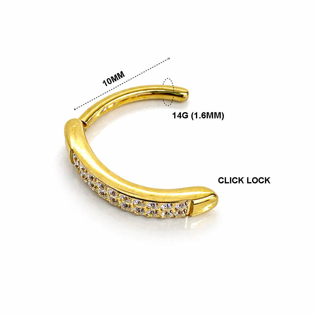 Titanium Clicker Belly Ring with CZ Stones – 14G