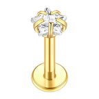 Titanium Internally Threaded Star Crystal Labret Stud