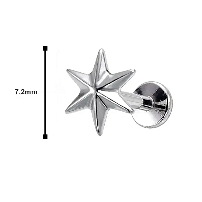LAB_Star_03 ASTM F136 Titanium 16G (1.2MM) Internally Threaded Star Piercing Stud
