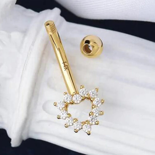 14K Solid Gold Heart Belly Button Ring